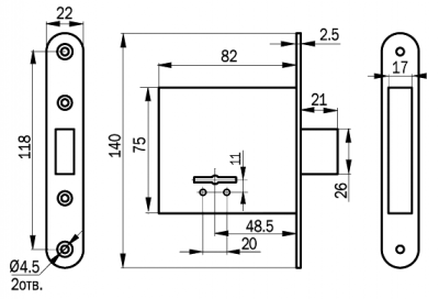 Замок врезной Рязань 76501 ЗВ8-4С/03_2