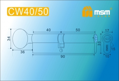 Цил.мех-зм MSM CW40в/50mm PB перфо.кл/верт. (Полированная латунь) 2