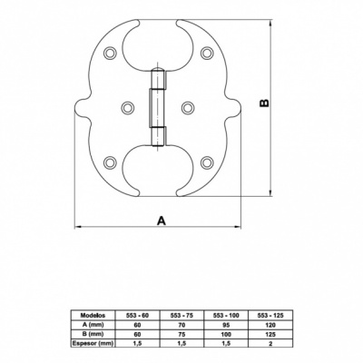 Петля накладная AMIG 553-125х125х1,5 черная