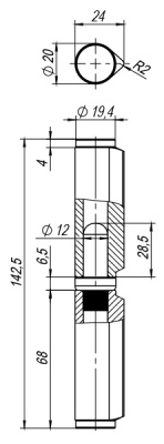 Петля приварная Т254/140х20x24 мм с подшипником_2
