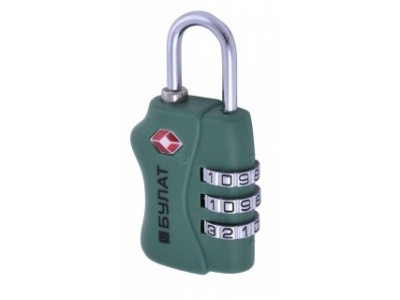 Замок навесной БУЛАТ ВС 333 TSA-Blister (зеленый)