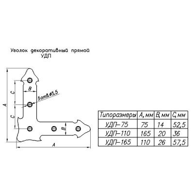 Уголок НОЭЗ 165 декор. прямой черный матовый 2