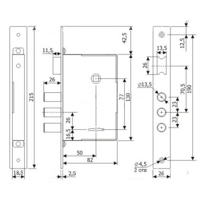 Замок врезной ГАРДИАН 1011 4кл. с защелкой_2